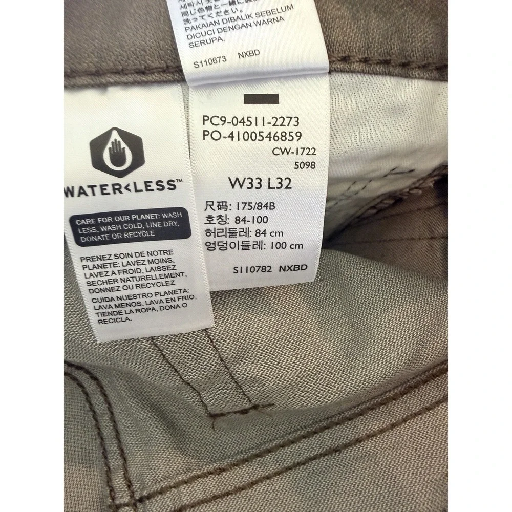 Levi's 511 Men's Slim Fit Pants Gray Olive Twill W33 L32 511 Jeans NWT 33x32